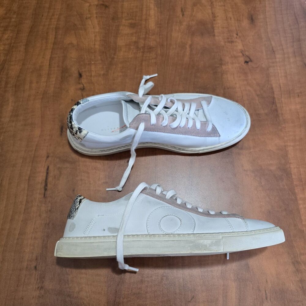 Oliver Cabell Low 1 Belmont Snake Heel Suede Panel Lace Up Sneakers 39